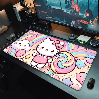 Hello Kitty XXL Gaming Desk Mat – Pink Kawaii Mouse Pad with HD Print, Non-Slip Base & Stitched Edges for Keyboard, PC & Gaming Setup