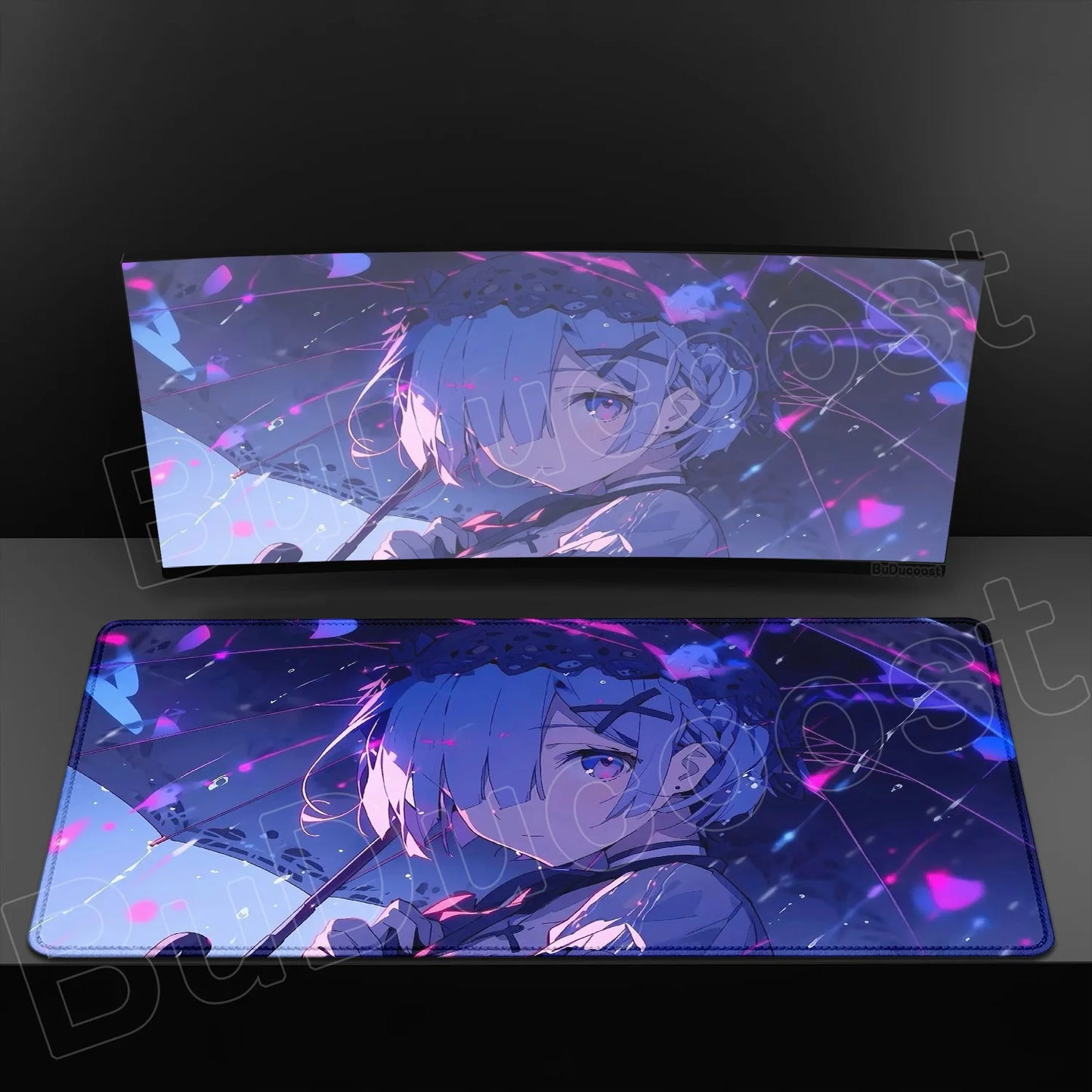 Rem & Ram Twin Aesthetic XL Gaming Desk Mat (40x90cm) – Re:Zero Anime Mousepad