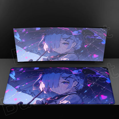 Rem & Ram Twin Aesthetic XL Gaming Desk Mat (40x90cm) – Re:Zero Anime Mousepad