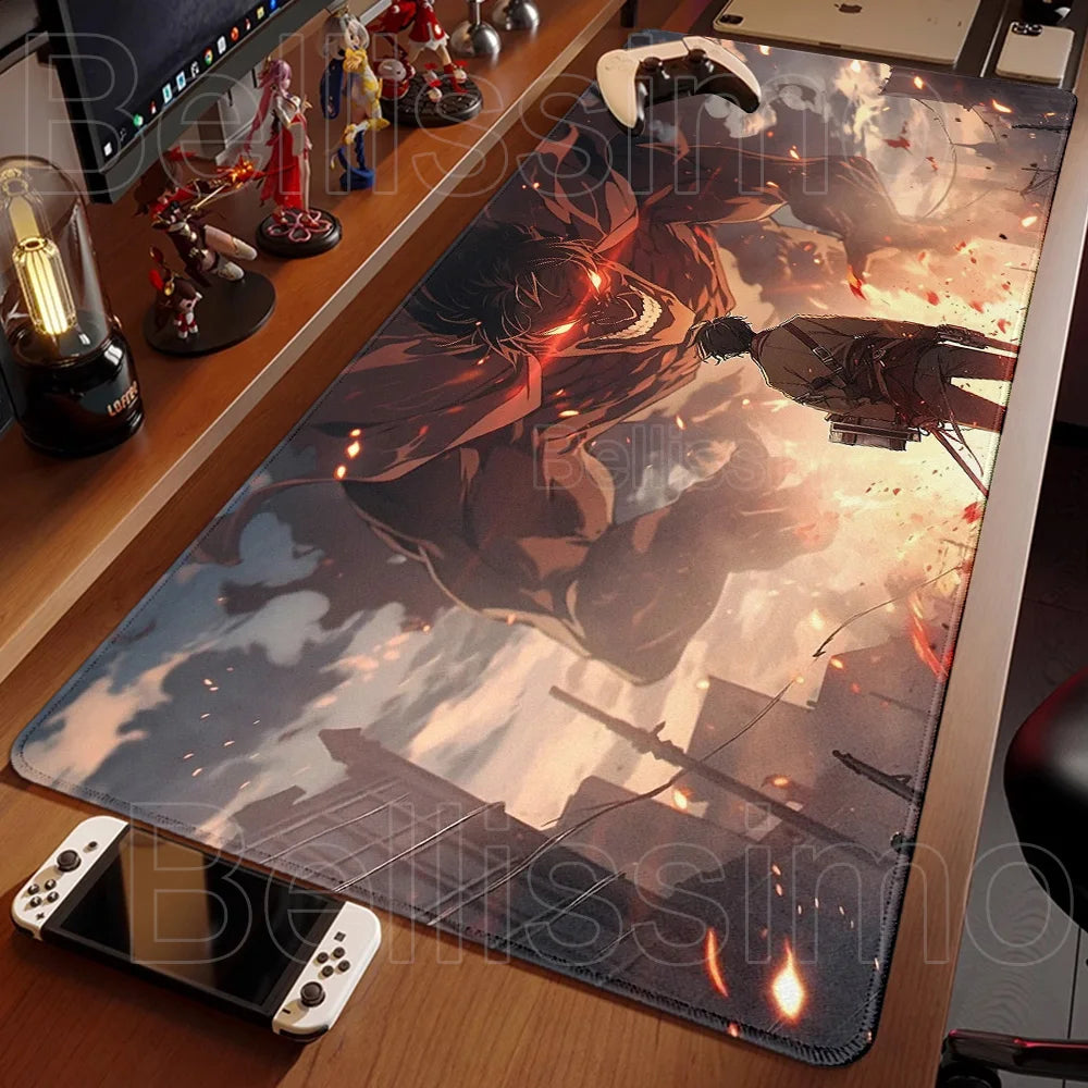 Attack on Titan XXL Gaming Mouse Pad – Anime Desk Mat (90×40cm) with Non-Slip Base & Stitched Edges
