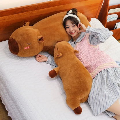 Kawaii Capybara Plush Toy – Soft Stuffed Capybara Pillow | Fluffy Sleeping Cushion for Kids & Room Decor