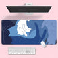 Cute Blue Cat XXL Gaming Mouse Pad – Kawaii Desk Mat