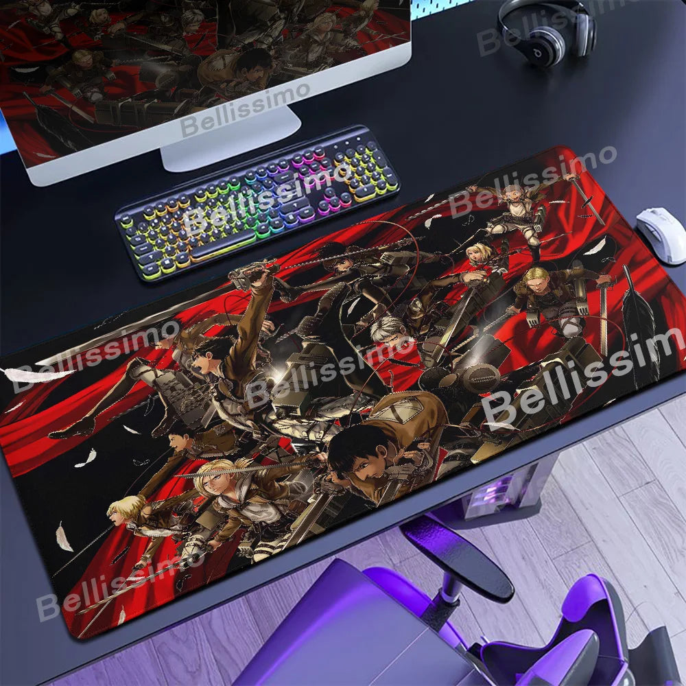 Attack on Titan XXL Gaming Mouse Pad – Anime Desk Mat (90×40cm) with Non-Slip Base & Stitched Edges