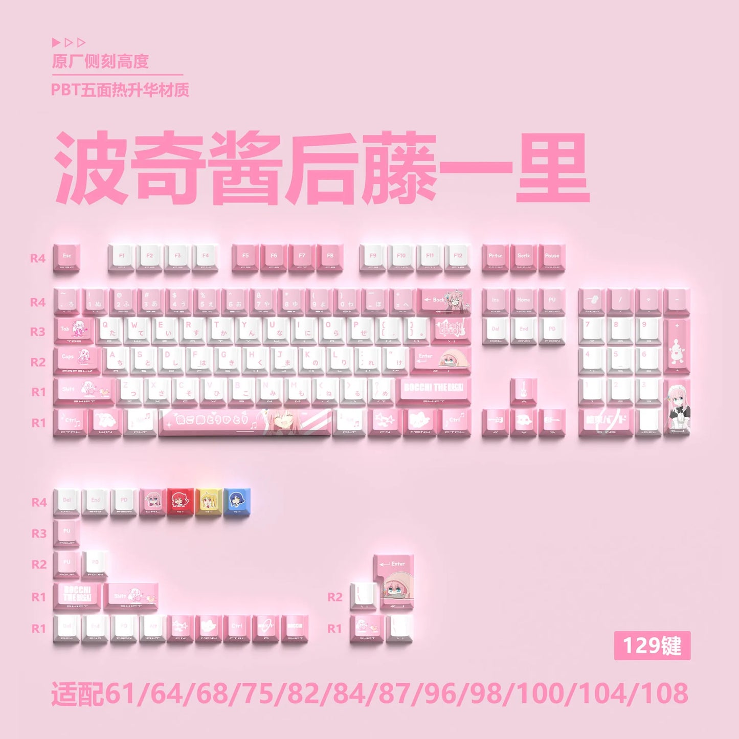 NEON SHOGUN Keycap Set – 129-Key Anime PBT Side-Glow Edition