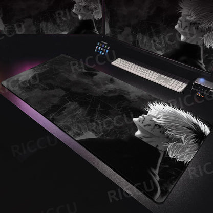 Tokyo Ghoul Anime XXL Desk Pad – Large Gaming Mouse Mat for Home Office & PC Setup, Black & White Comic Style Keyboard & Mouse Pad with Stitched Edge
