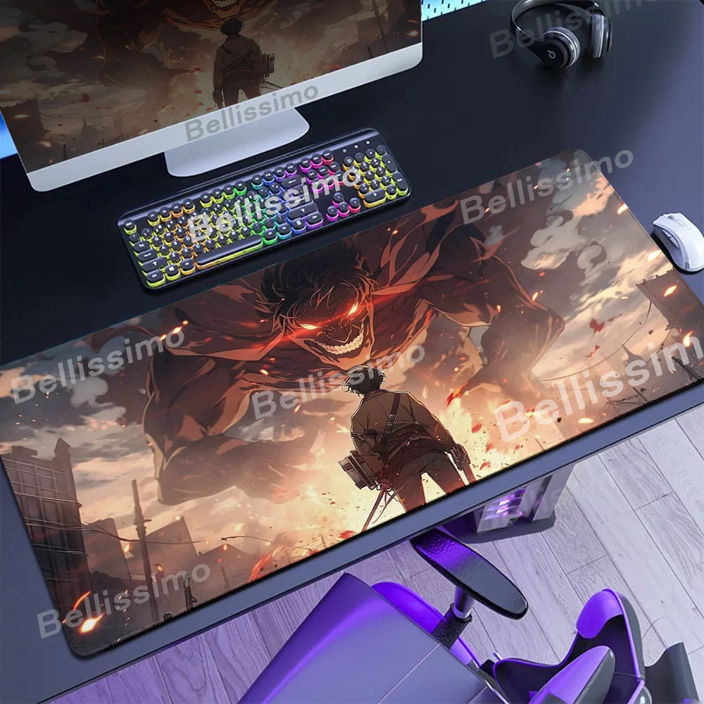 Attack on Titan XXL Gaming Mouse Pad – Anime Desk Mat (90×40cm) with Non-Slip Base & Stitched Edges