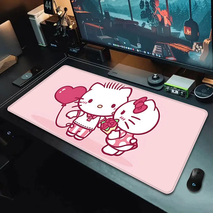 Hello Kitty XXL Gaming Desk Mat – Pink Kawaii Mouse Pad with HD Print, Non-Slip Base & Stitched Edges for Keyboard, PC & Gaming Setup
