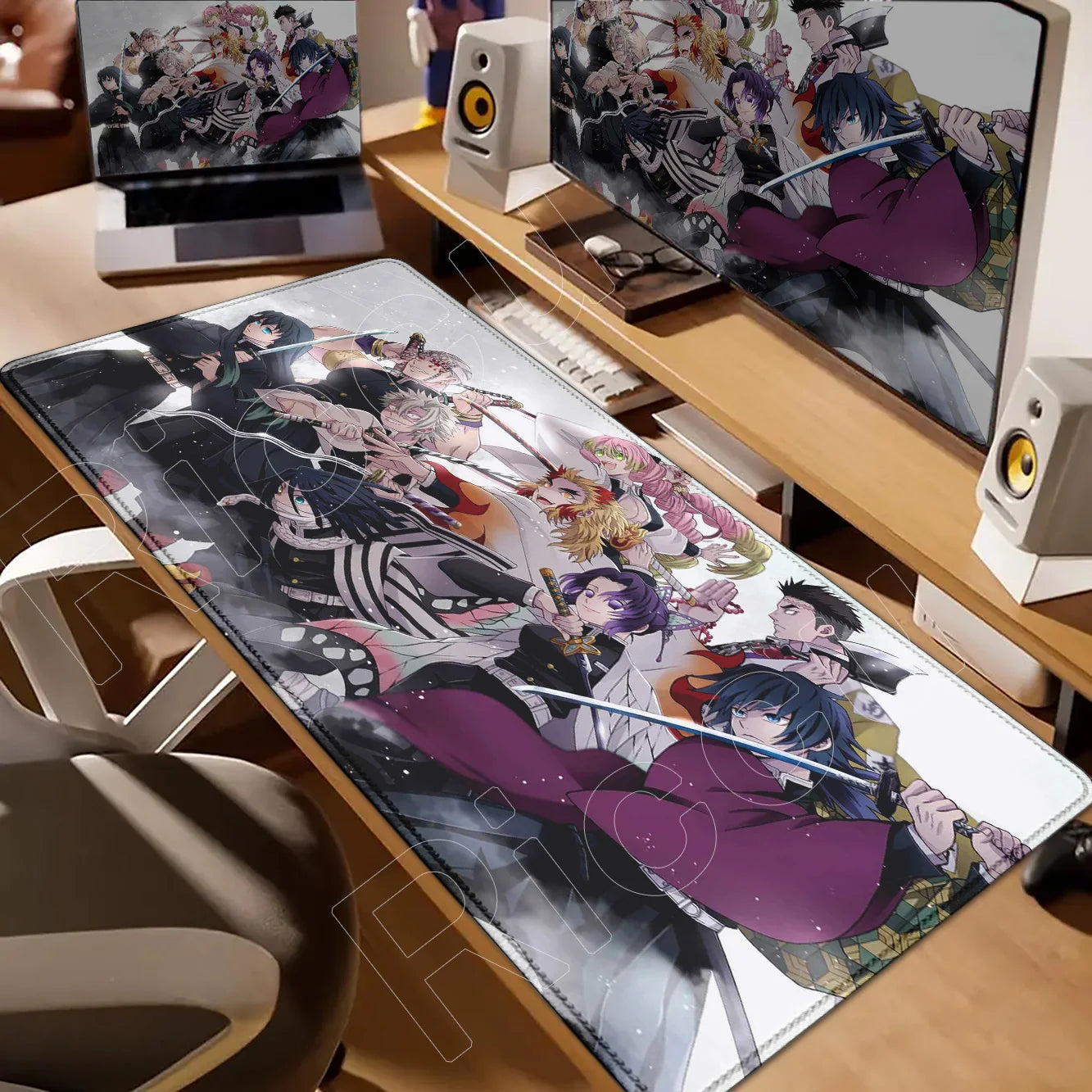 Demon Slayer Gaming Mouse Pad XL – HD Printed Extended Desk Mat for PC & Laptop Setup – Non-Slip Rubber Base, Stitched Locking Edges, Smooth Precision Surface for Gaming & Office Use