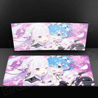 Rem & Ram Twin Aesthetic XL Gaming Desk Mat (40x90cm) – Re:Zero Anime Mousepad