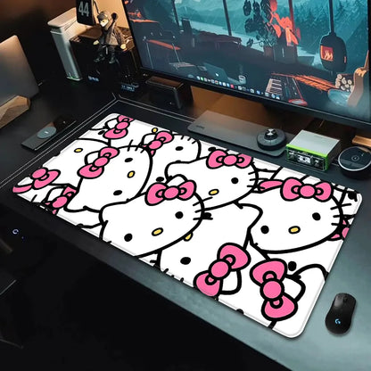 Hello Kitty XXL Gaming Desk Mat – Pink Kawaii Mouse Pad with HD Print, Non-Slip Base & Stitched Edges for Keyboard, PC & Gaming Setup