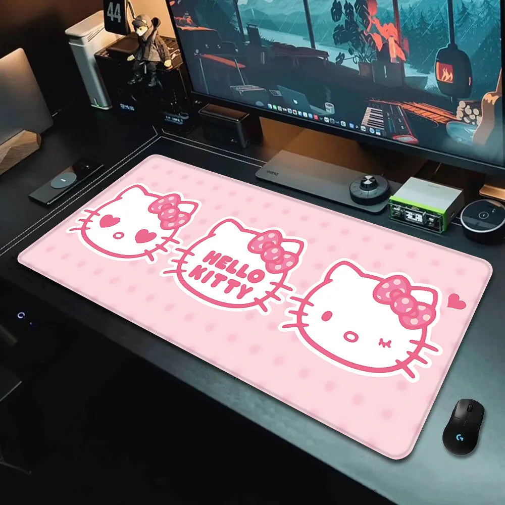 Hello Kitty XXL Gaming Desk Mat – Pink Kawaii Mouse Pad with HD Print, Non-Slip Base & Stitched Edges for Keyboard, PC & Gaming Setup