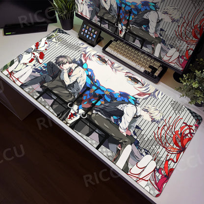 Tokyo Ghoul Anime XXL Desk Pad – Large Gaming Mouse Mat for Home Office & PC Setup, Black & White Comic Style Keyboard & Mouse Pad with Stitched Edge