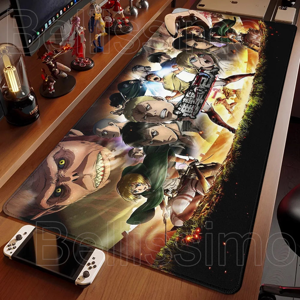 Attack on Titan XXL Gaming Mouse Pad – Anime Desk Mat (90×40cm) with Non-Slip Base & Stitched Edges