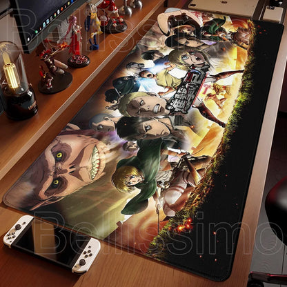 Attack on Titan XXL Gaming Mouse Pad – Anime Desk Mat (90×40cm) with Non-Slip Base & Stitched Edges