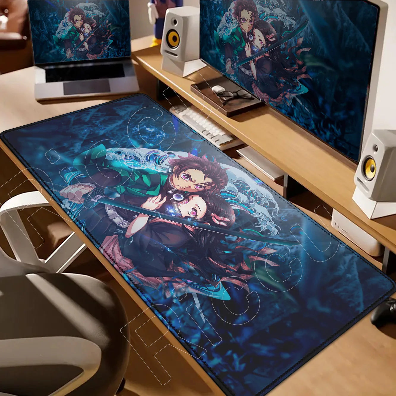 Demon Slayer Gaming Mouse Pad XL – HD Printed Extended Desk Mat for PC & Laptop Setup – Non-Slip Rubber Base, Stitched Locking Edges, Smooth Precision Surface for Gaming & Office Use