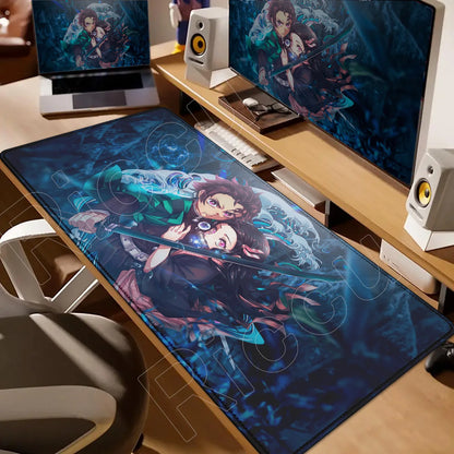 Demon Slayer Gaming Mouse Pad XL – HD Printed Extended Desk Mat for PC & Laptop Setup – Non-Slip Rubber Base, Stitched Locking Edges, Smooth Precision Surface for Gaming & Office Use