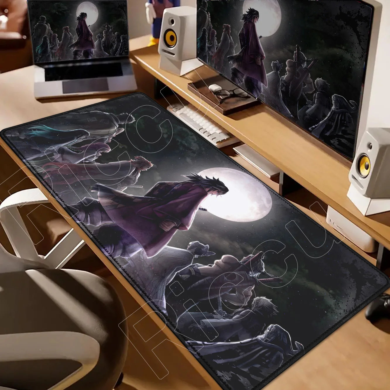 Demon Slayer Gaming Mouse Pad XL – HD Printed Extended Desk Mat for PC & Laptop Setup – Non-Slip Rubber Base, Stitched Locking Edges, Smooth Precision Surface for Gaming & Office Use