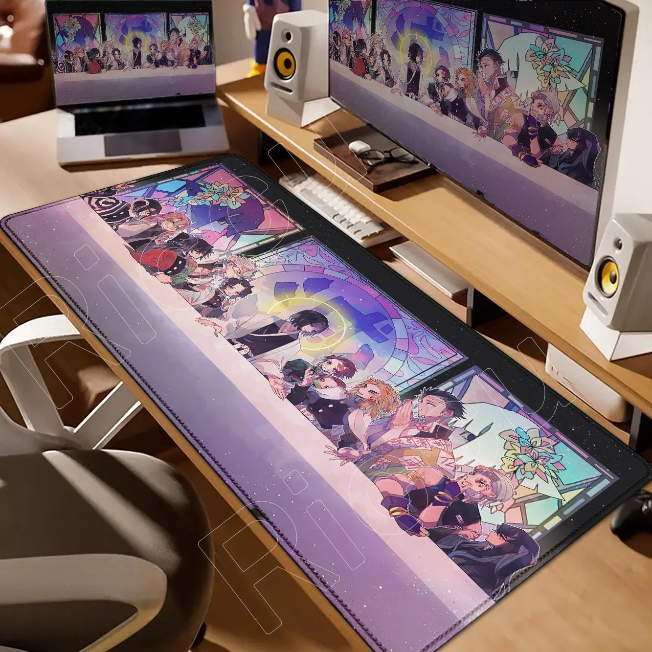 Demon Slayer Gaming Mouse Pad XL – HD Printed Extended Desk Mat for PC & Laptop Setup – Non-Slip Rubber Base, Stitched Locking Edges, Smooth Precision Surface for Gaming & Office Use