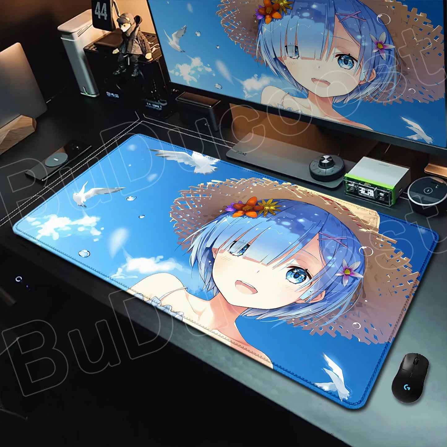 Rem & Ram Twin Aesthetic XL Gaming Desk Mat (40x90cm) – Re:Zero Anime Mousepad
