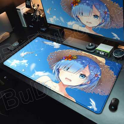 Rem & Ram Twin Aesthetic XL Gaming Desk Mat (40x90cm) – Re:Zero Anime Mousepad
