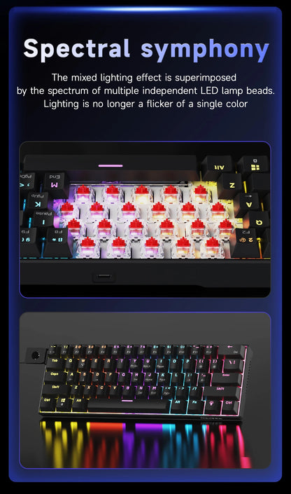 AJAZZ NK61 60% RGB Mechanical Gaming Keyboard – 61 Keys Hot-Swappable Red Switch Wired Mini Keyboard for Gaming & Desk Setup