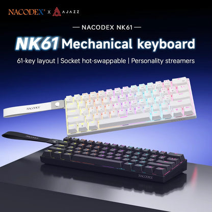 AJAZZ NK61 60% RGB Mechanical Gaming Keyboard – 61 Keys Hot-Swappable Red Switch Wired Mini Keyboard for Gaming & Desk Setup