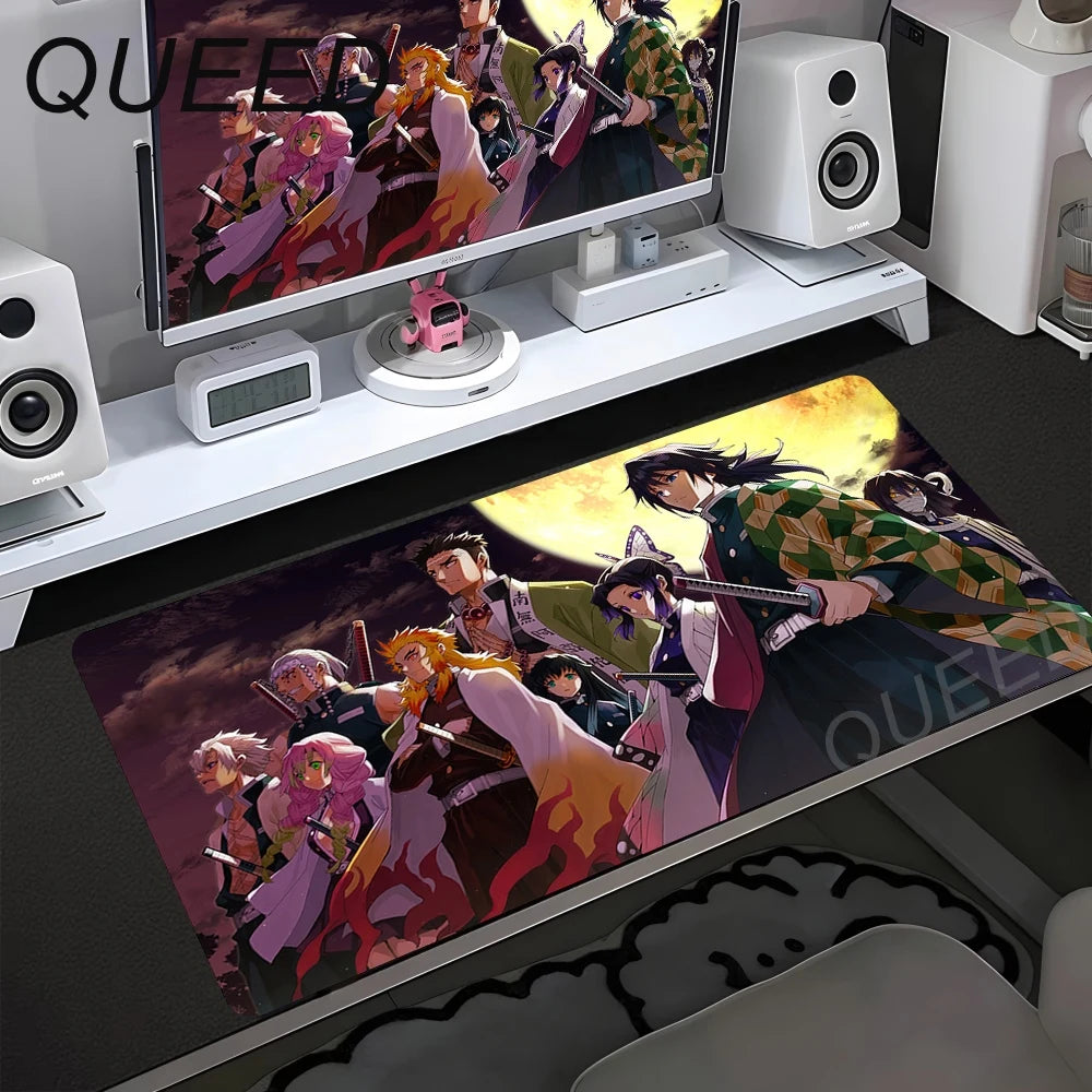 Demon Slayer XXL Gaming Mouse Pad – HD Anime Desk Mat with Non-Slip Base & Stitched Edges