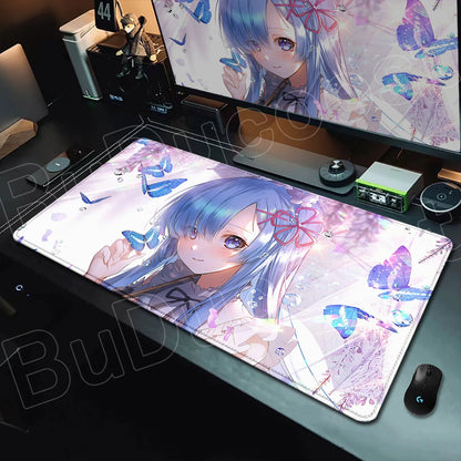 Rem & Ram Twin Aesthetic XL Gaming Desk Mat (40x90cm) – Re:Zero Anime Mousepad