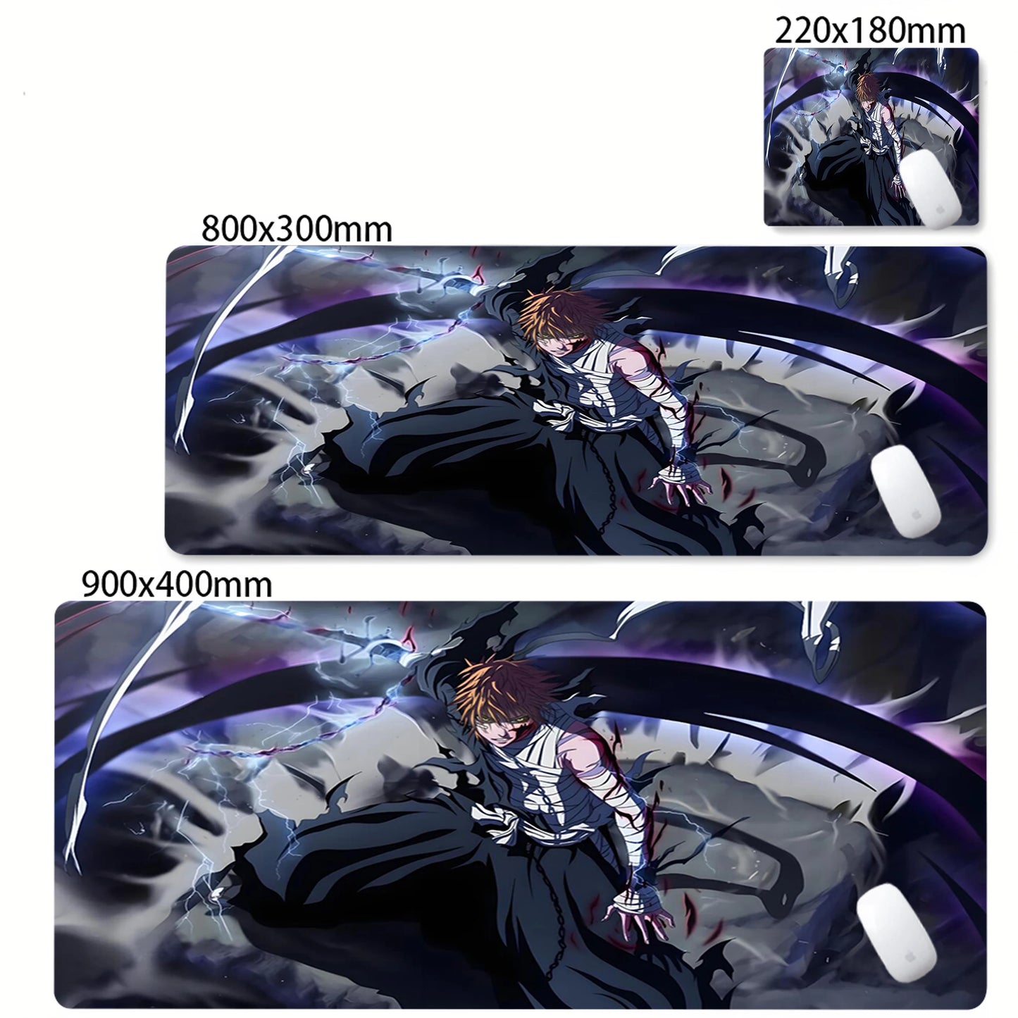 Bleach XXL Gaming Desk Mat – Kurosaki Ichigo Black & White Edition