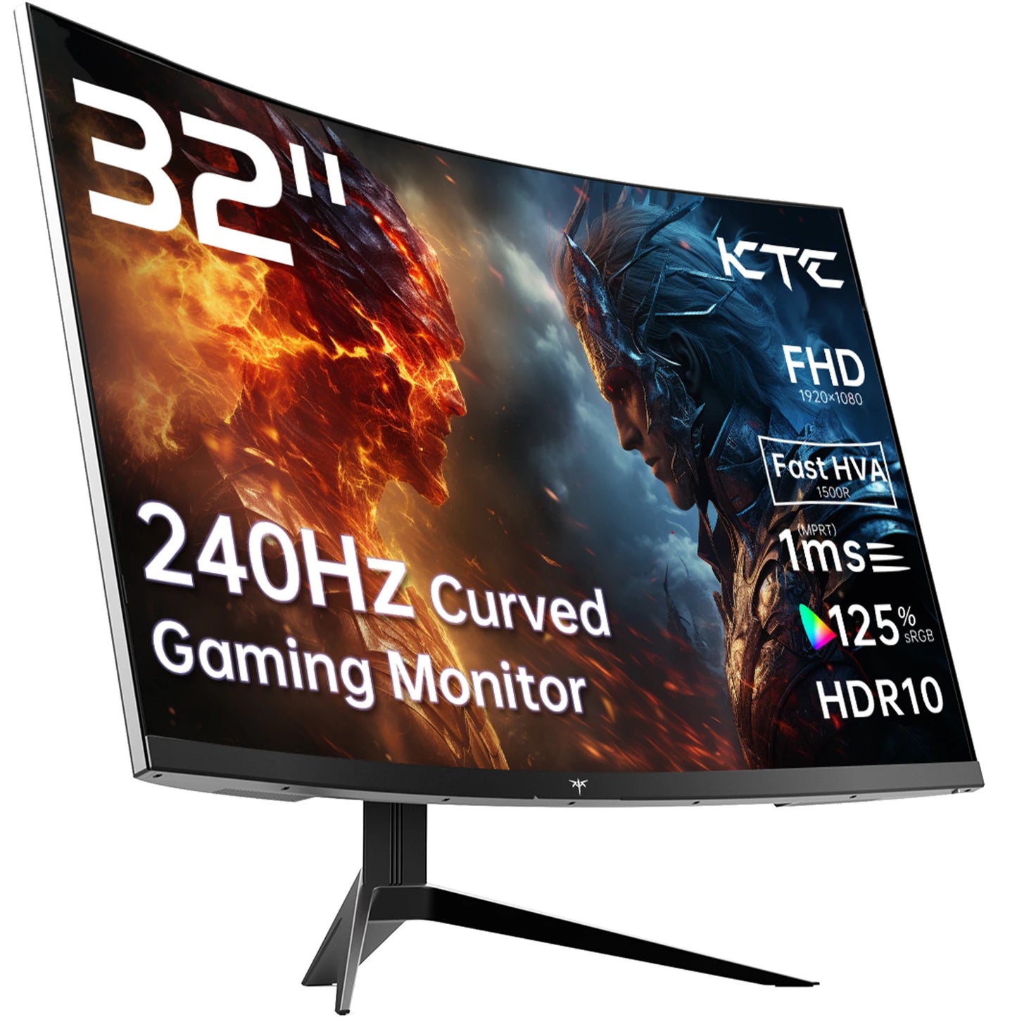 KTC 32” Curved Gaming Monitor 240Hz 1500R 1080P 1ms HDR10 FreeSync G-Sync Compatible – Ultra Smooth Esports Display