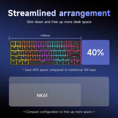 AJAZZ NK61 60% RGB Mechanical Gaming Keyboard – 61 Keys Hot-Swappable Red Switch Wired Mini Keyboard for Gaming & Desk Setup