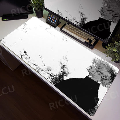 Tokyo Ghoul Anime XXL Desk Pad – Large Gaming Mouse Mat for Home Office & PC Setup, Black & White Comic Style Keyboard & Mouse Pad with Stitched Edge