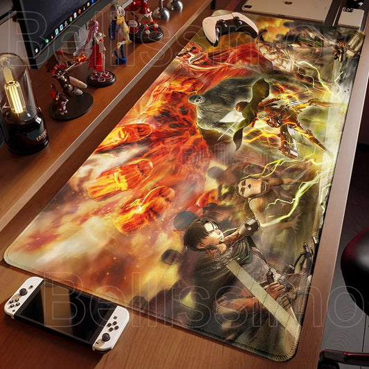 Attack on Titan XXL Gaming Mouse Pad – Anime Desk Mat (90×40cm) with Non-Slip Base & Stitched Edges