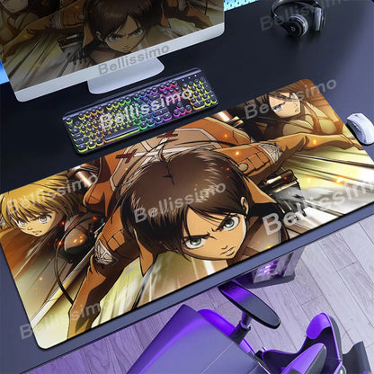 Attack on Titan XXL Gaming Mouse Pad – Anime Desk Mat (90×40cm) with Non-Slip Base & Stitched Edges