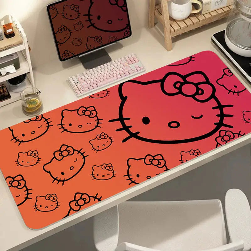 Hello Kitty Leather Mouse Pad – Extra Large Non-Slip Cartoon Desk Mat, Cute Kawaii Keyboard & Writing Pad for Girls, Student & Office Setup Decor