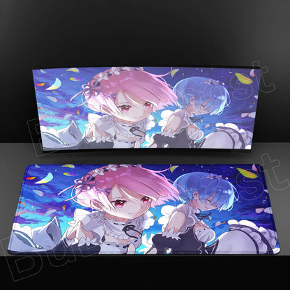 Rem & Ram Twin Aesthetic XL Gaming Desk Mat (40x90cm) – Re:Zero Anime Mousepad