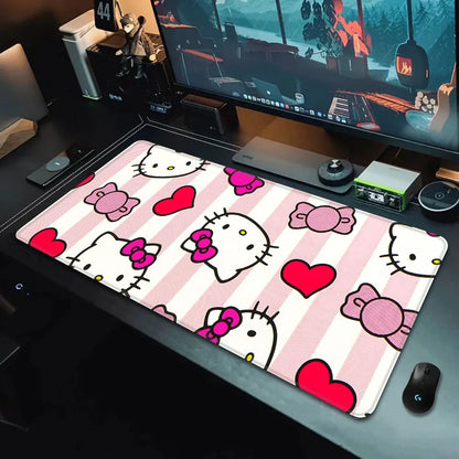 Hello Kitty XXL Gaming Desk Mat – Pink Kawaii Mouse Pad with HD Print, Non-Slip Base & Stitched Edges for Keyboard, PC & Gaming Setup