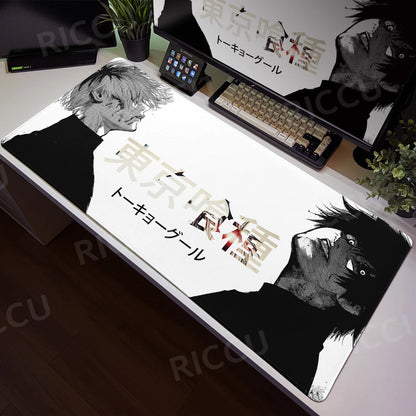 Tokyo Ghoul Anime XXL Desk Pad – Large Gaming Mouse Mat for Home Office & PC Setup, Black & White Comic Style Keyboard & Mouse Pad with Stitched Edge