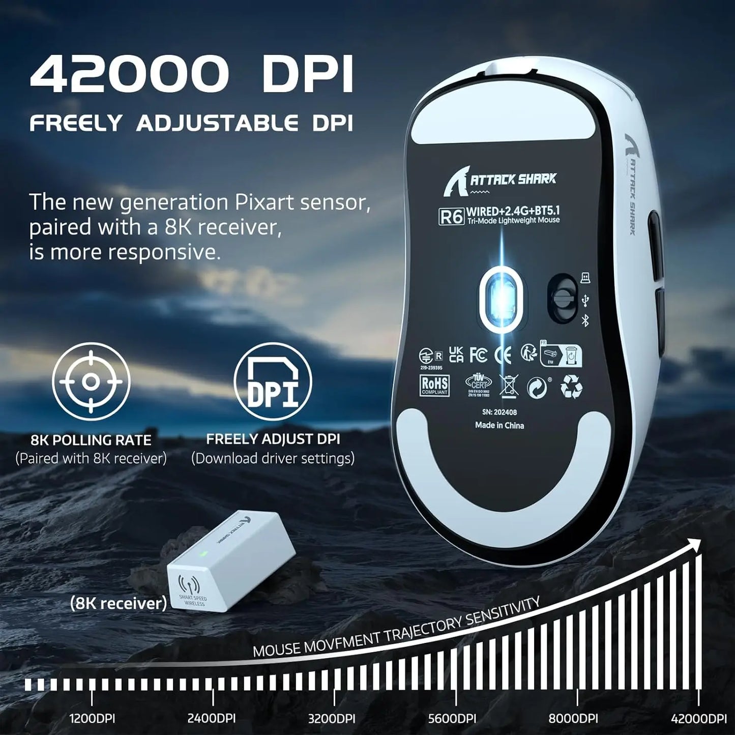 Attack Shark R6 Ultra-Light Wireless Gaming Mouse
