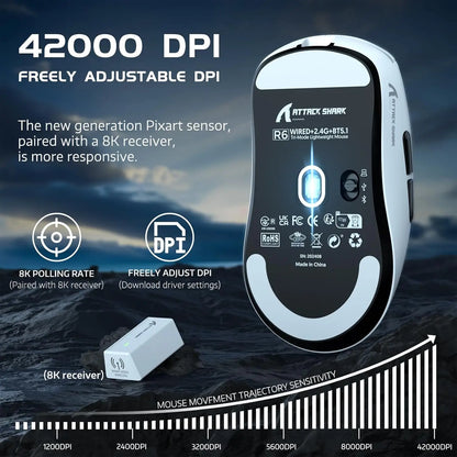 Attack Shark R6 Ultra-Light Wireless Gaming Mouse