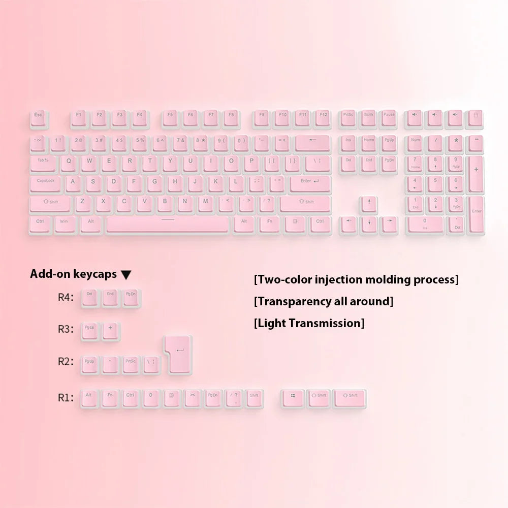 130-Key Pudding PBT Keycap Set – Double Shot Shine-Through Keycaps for 60%, 65%, 75%, TKL & Full Size RGB Mechanical Keyboards