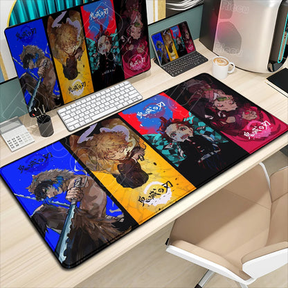 Demon Slayer Gaming Mouse Pad XL – HD Printed Extended Desk Mat for PC & Laptop Setup – Non-Slip Rubber Base, Stitched Locking Edges, Smooth Precision Surface for Gaming & Office Use