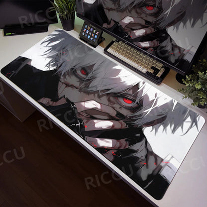 Tokyo Ghoul Anime XXL Desk Pad – Large Gaming Mouse Mat for Home Office & PC Setup, Black & White Comic Style Keyboard & Mouse Pad with Stitched Edge