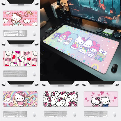 Hello Kitty XXL Gaming Desk Mat – Pink Kawaii Mouse Pad with HD Print, Non-Slip Base & Stitched Edges for Keyboard, PC & Gaming Setup
