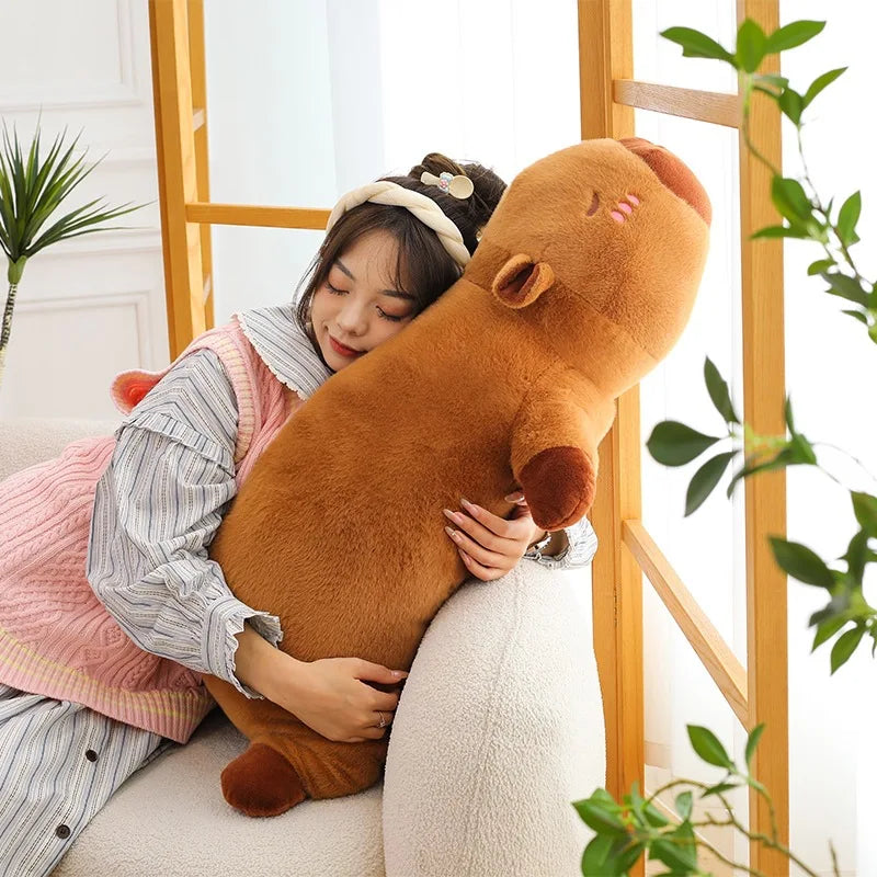 Kawaii Capybara Plush Toy – Soft Stuffed Capybara Pillow | Fluffy Sleeping Cushion for Kids & Room Decor