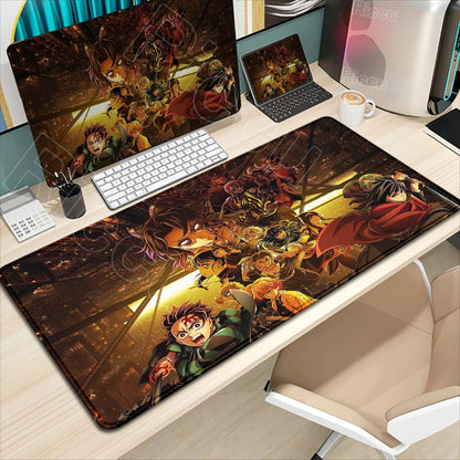 Demon Slayer Gaming Mouse Pad XL – HD Printed Extended Desk Mat for PC & Laptop Setup – Non-Slip Rubber Base, Stitched Locking Edges, Smooth Precision Surface for Gaming & Office Use