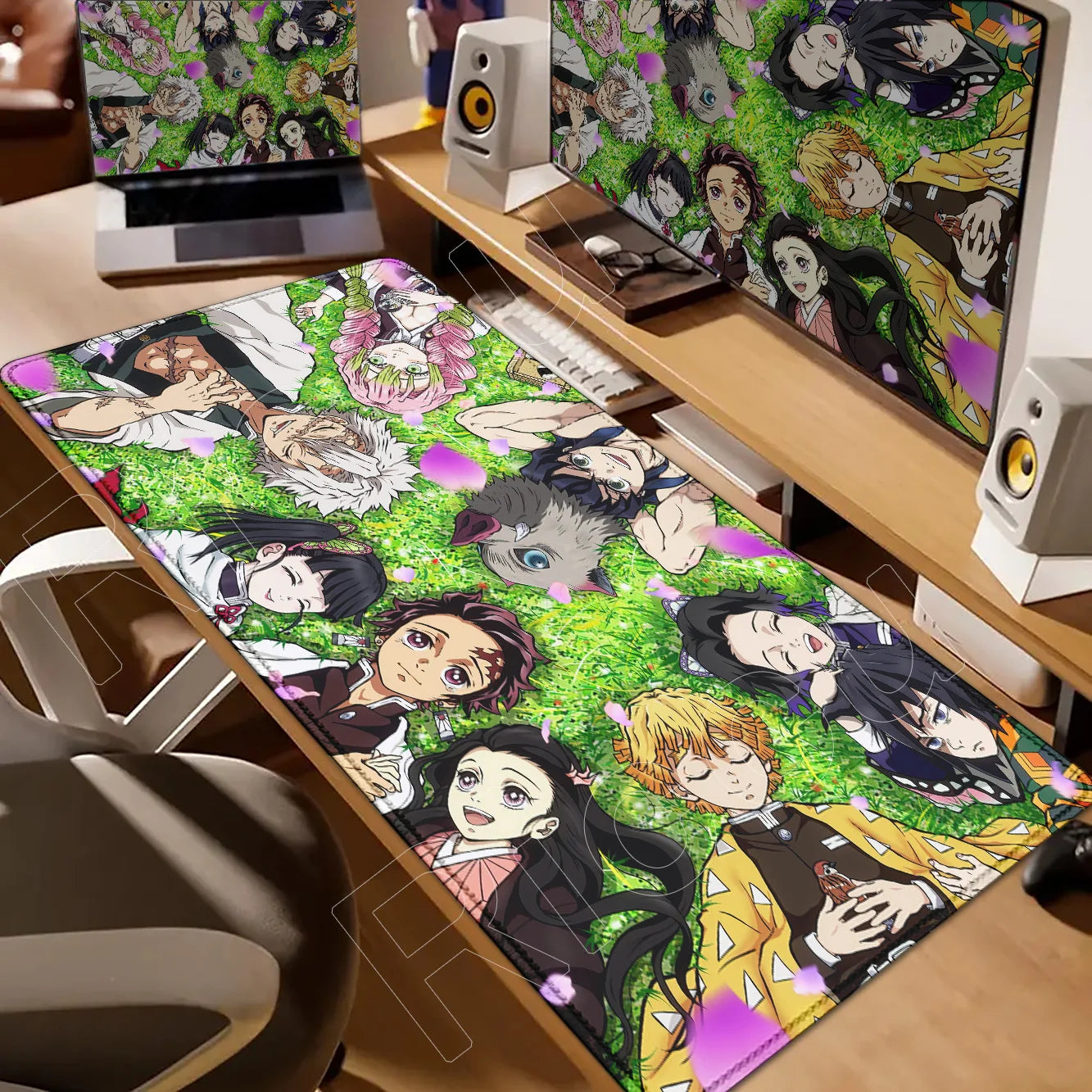 Demon Slayer Gaming Mouse Pad XL – HD Printed Extended Desk Mat for PC & Laptop Setup – Non-Slip Rubber Base, Stitched Locking Edges, Smooth Precision Surface for Gaming & Office Use