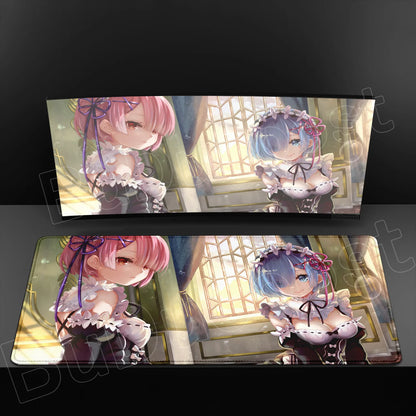 Rem & Ram Twin Aesthetic XL Gaming Desk Mat (40x90cm) – Re:Zero Anime Mousepad