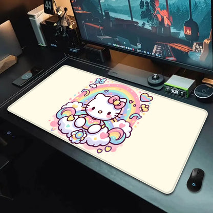 Hello Kitty XXL Gaming Desk Mat – Pink Kawaii Mouse Pad with HD Print, Non-Slip Base & Stitched Edges for Keyboard, PC & Gaming Setup