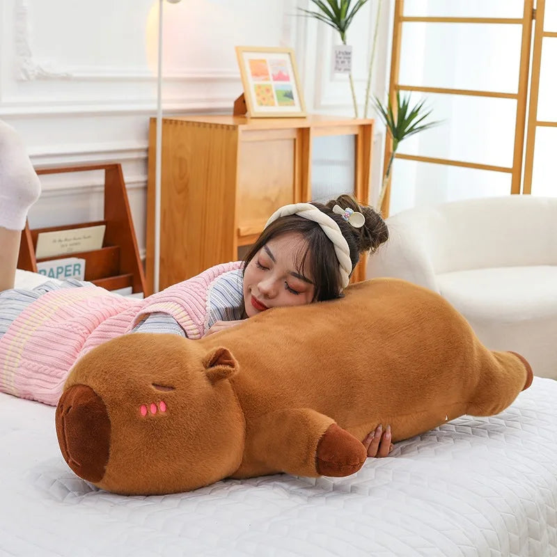 Kawaii Capybara Plush Toy – Soft Stuffed Capybara Pillow | Fluffy Sleeping Cushion for Kids & Room Decor